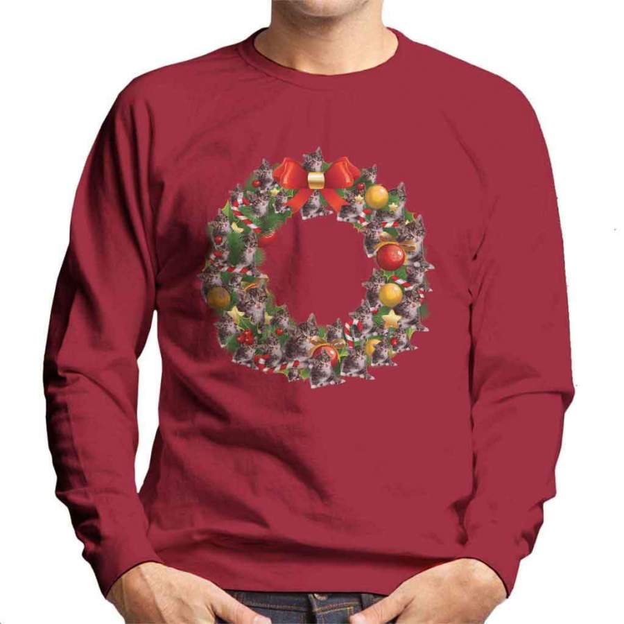 Christmas Kittens Multi Wreath Men’s Sweatshirt