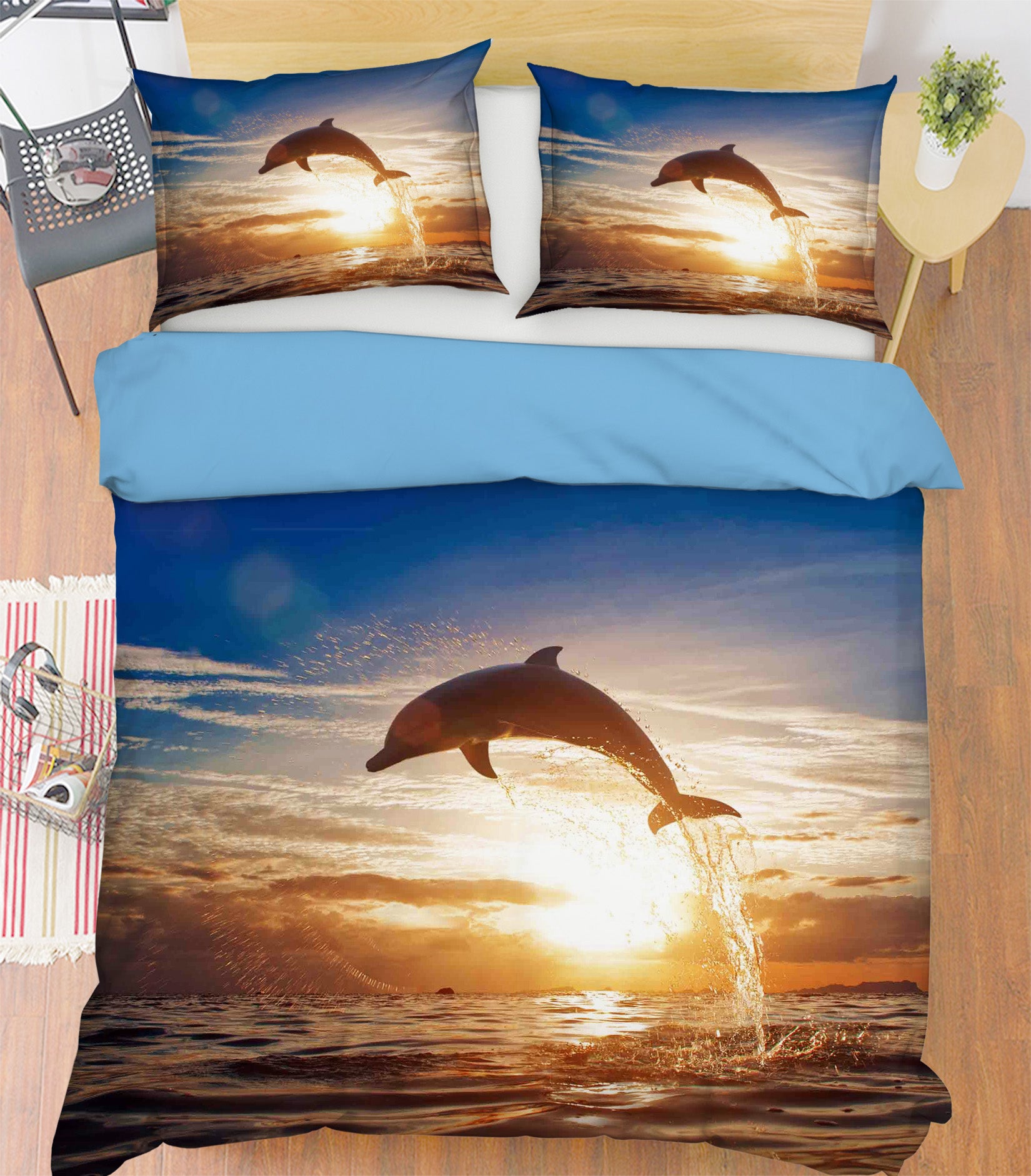 3D Dolphin Sea Sunlight Quilt Cover Set Bedding Set Pillowcases 78