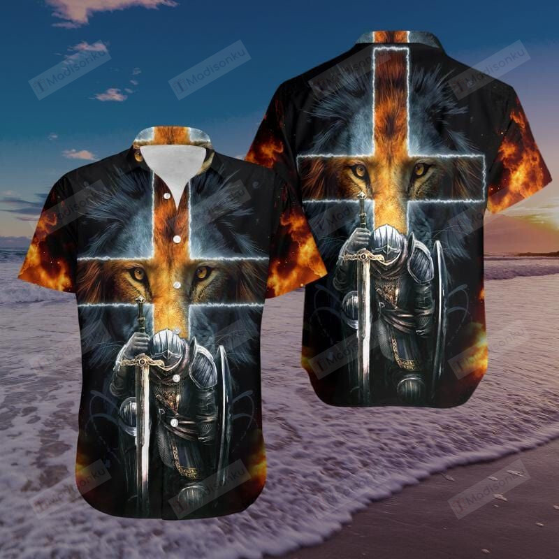 Warrior Of Christ Lion Cross Hawaiian Shirts