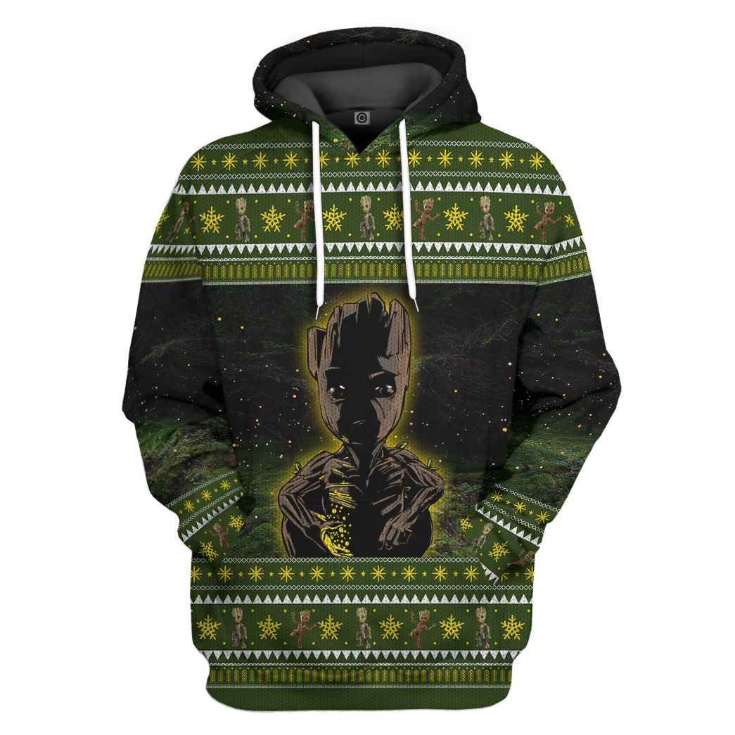 Casespring 3D Baby Groot Ugly Sweater Custom Tshirt Hoodie Apparel