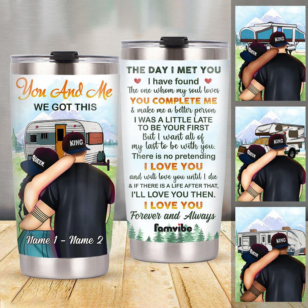 Personalized Couple Camping Steel Tumbler, Couple Loves Camping Gift