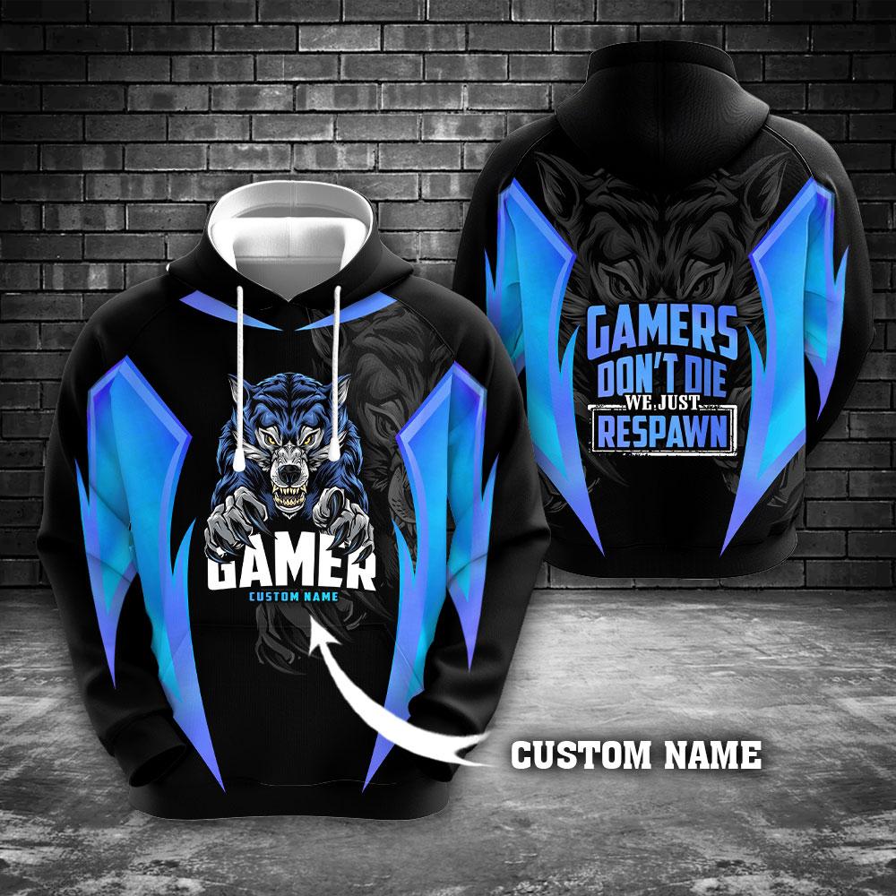 Wolf gaming Gamers don’t die hoodie 3D Custom TTM