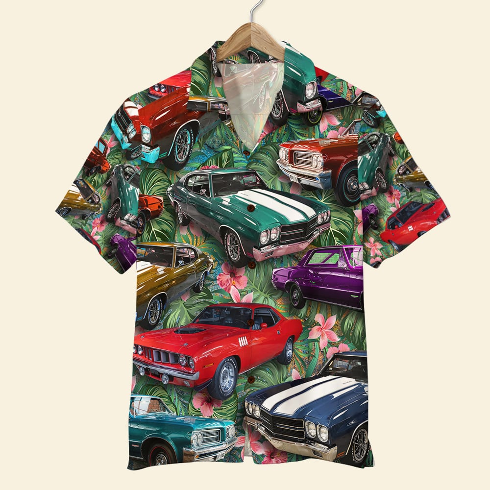 Muscle Car Hawaii Shirt Custom Photo Floral Pattern Ha59672