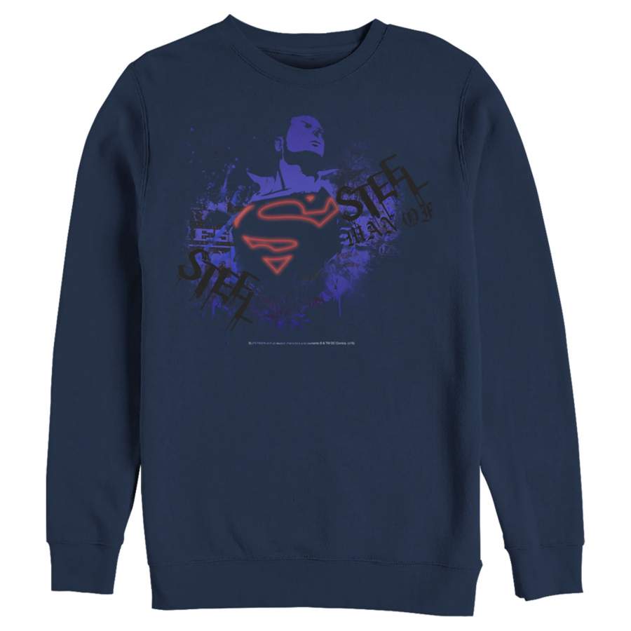 Superman Men’s Hero Graffiti Neon Print  Sweatshirt