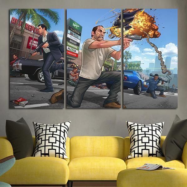 3 Panel Gta Trevor Philips Wall Art Canvas