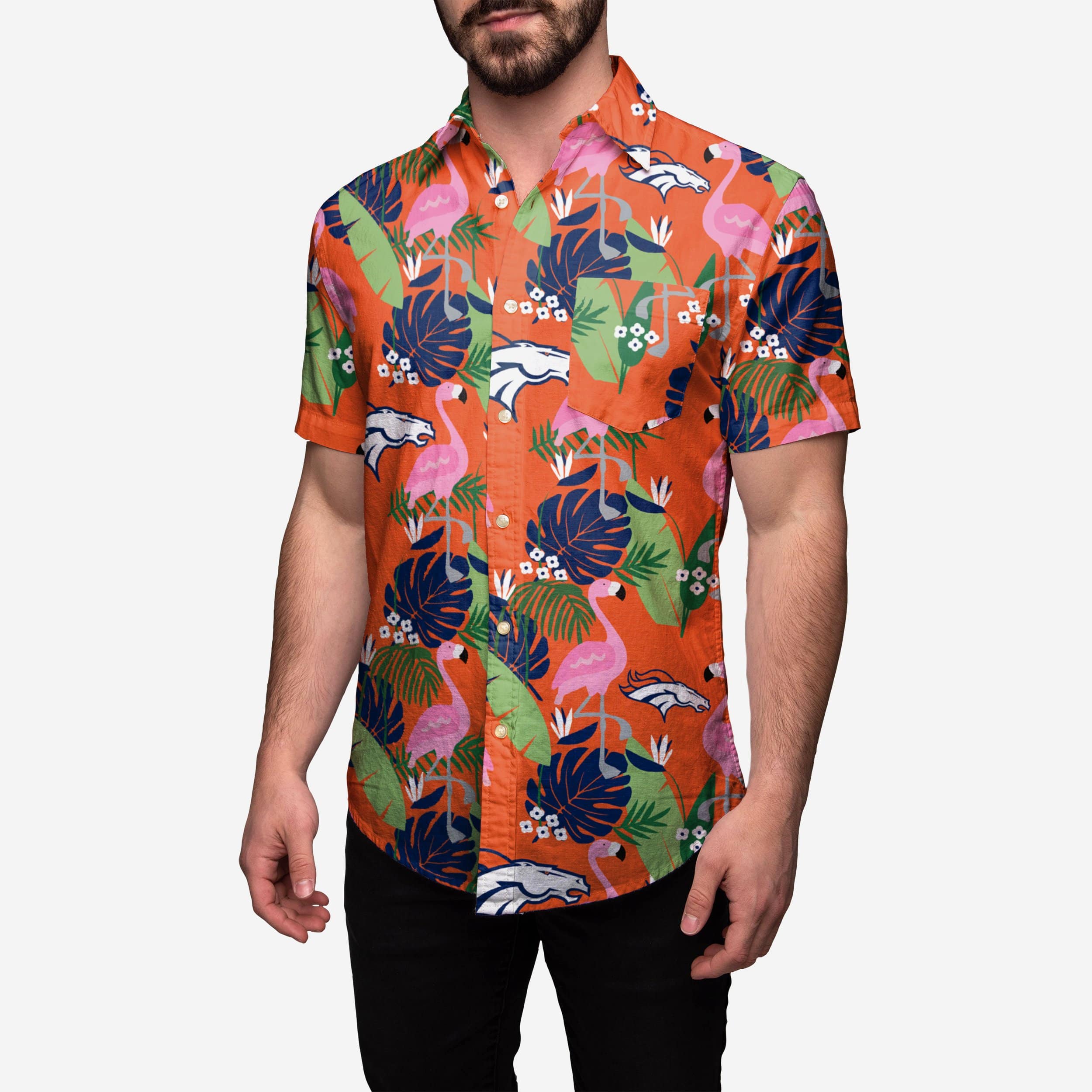 Denver Broncos Floral Button Up Shirt