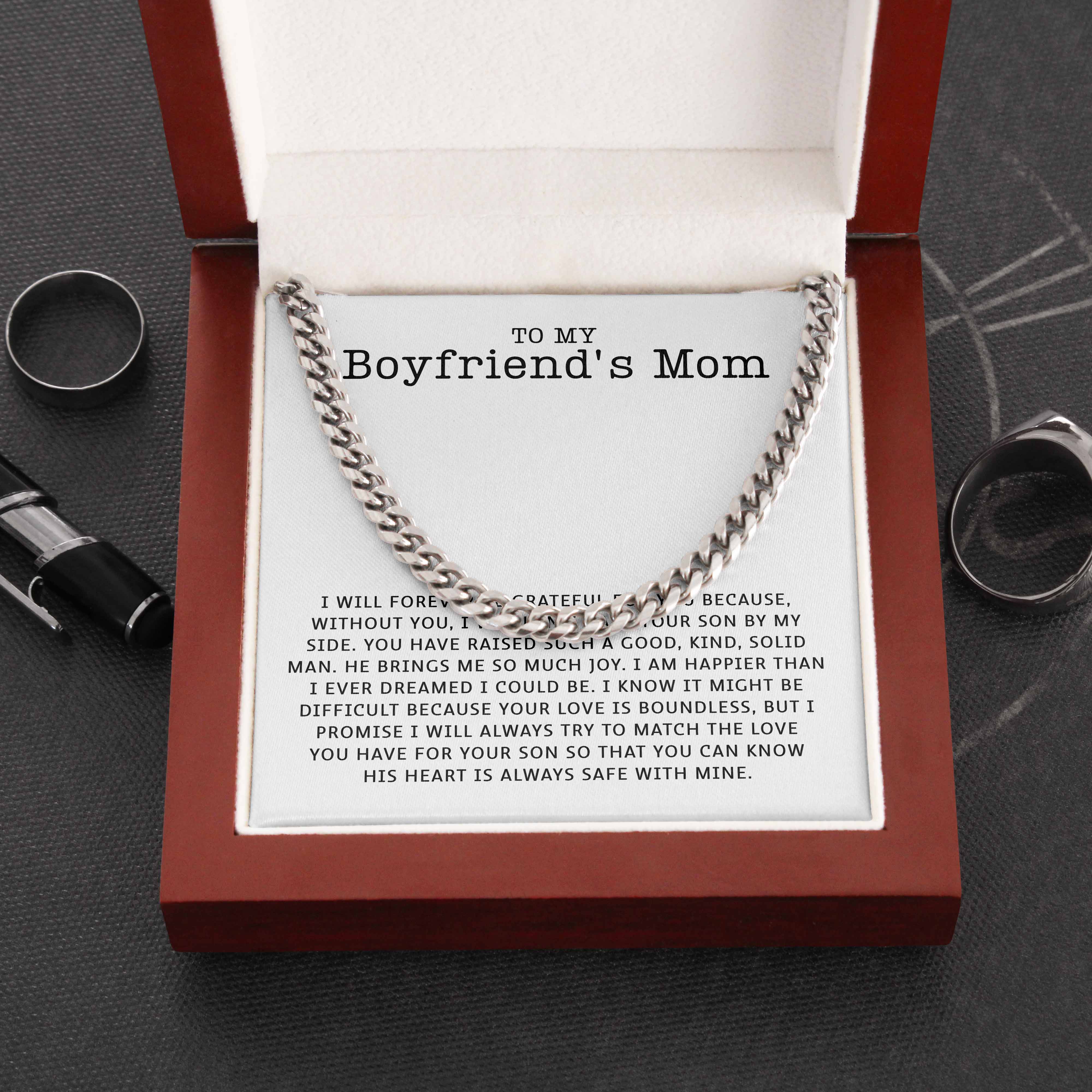 To My Boyfriend’S Mom Necklace I Promise I Will Always Try To Match The Love You Have For Your Son Love Knot Necklace Lx340H