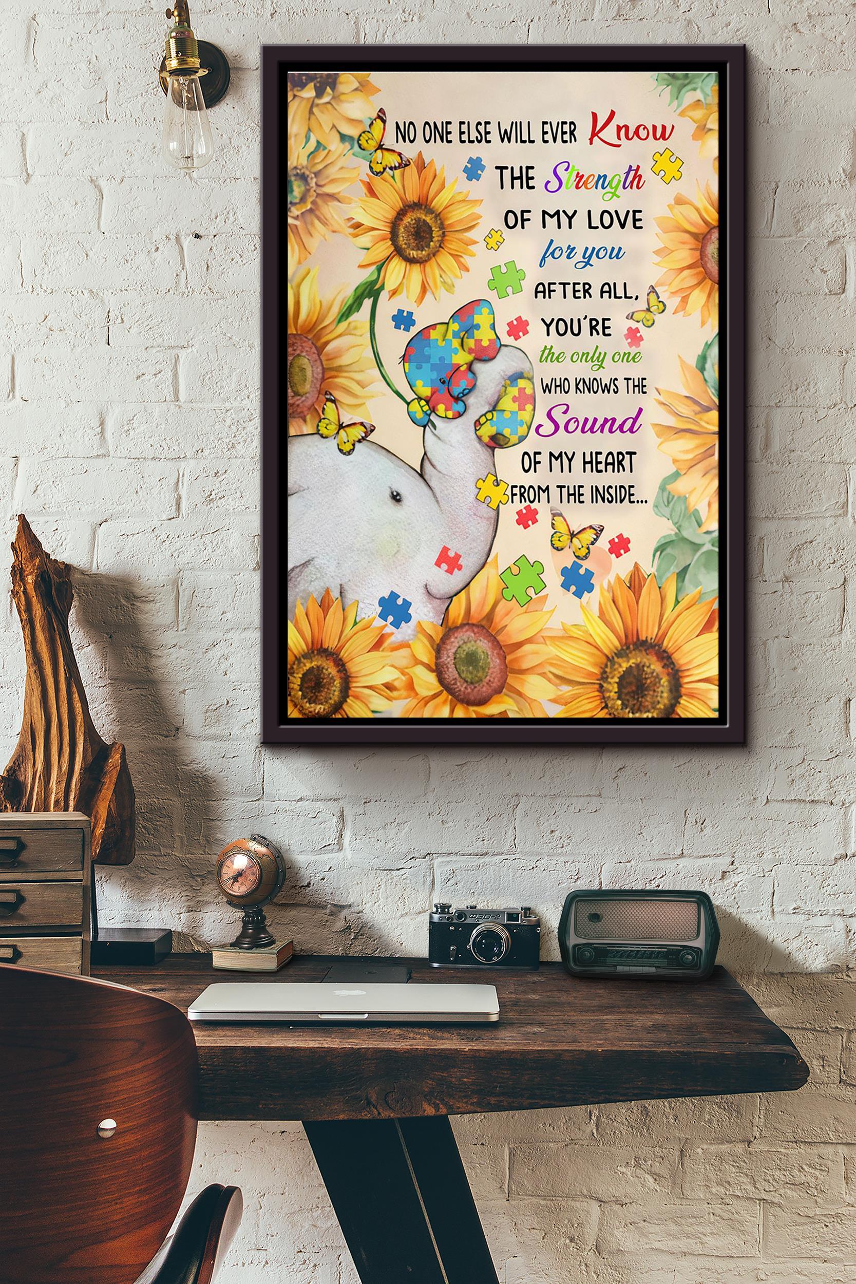 No One Else Will Ever Know How Much I Love You Elephant Parents To Their Autism Child Poster Framed Matte Canvas