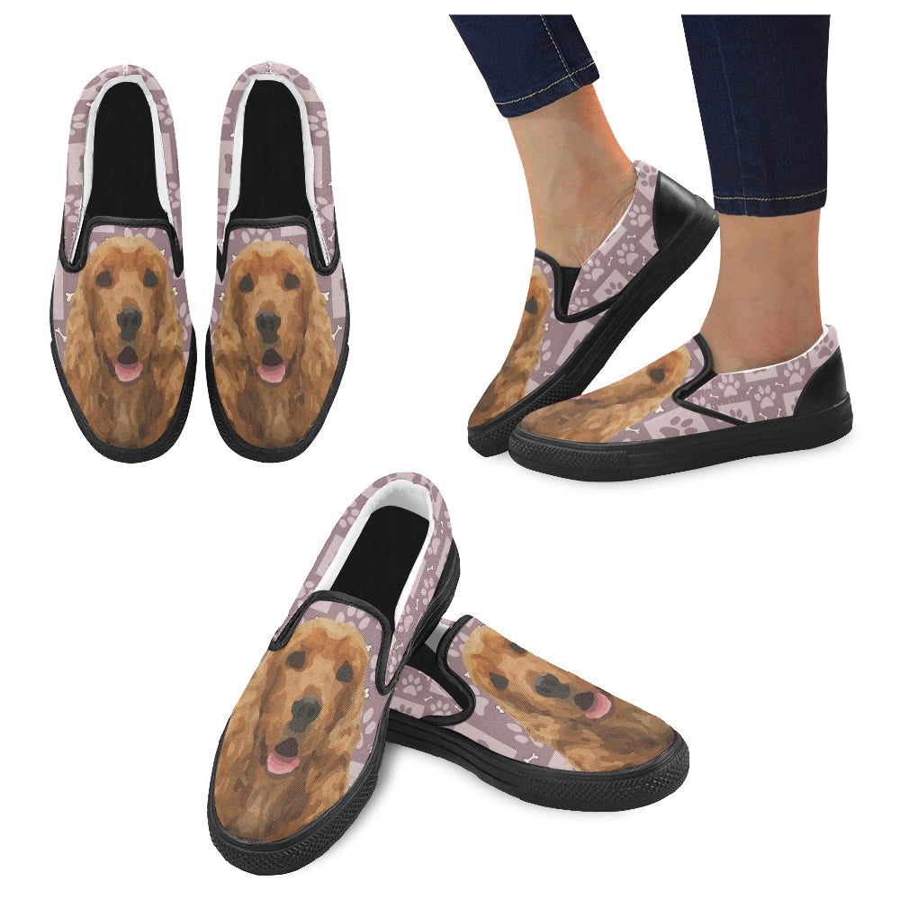 American Cocker Spaniel Black Women’s Slip-on Canvas Shoes