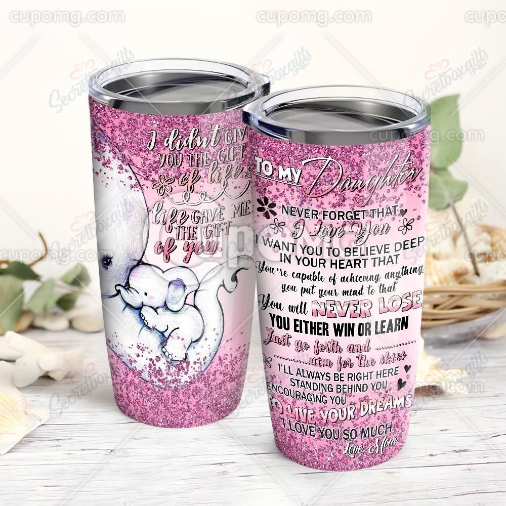 Personalized Mom To Daughter Elephant Gs-Cl-Ml0503 Stainless Steel Tumbler Travel Customize Name, Text, Number, Image