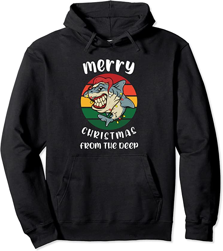 Ugly Christmas Sweater Graphic Design For Shark Orcas Lovers Pullover Hoodie