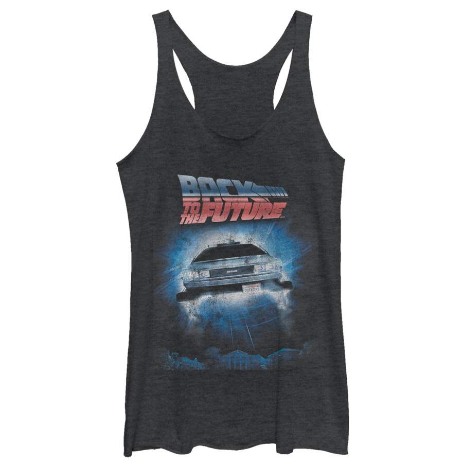 Back to the Future Women’s Retro DeLorean Poster  Racerback Tank