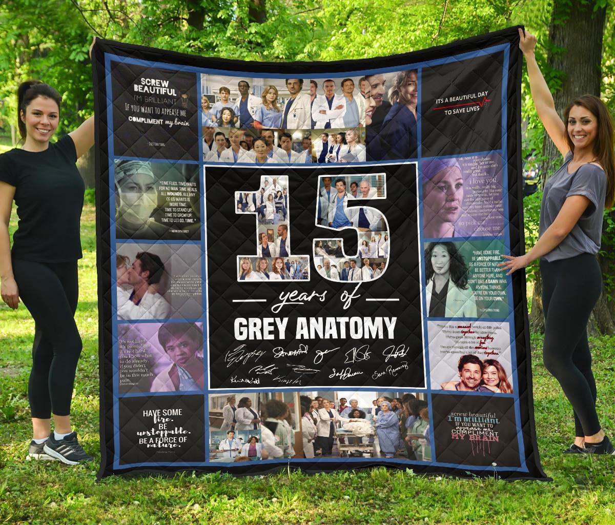 Grey’S Anatomy 15 Years Anniversary Quilt Blanket Gift Idea