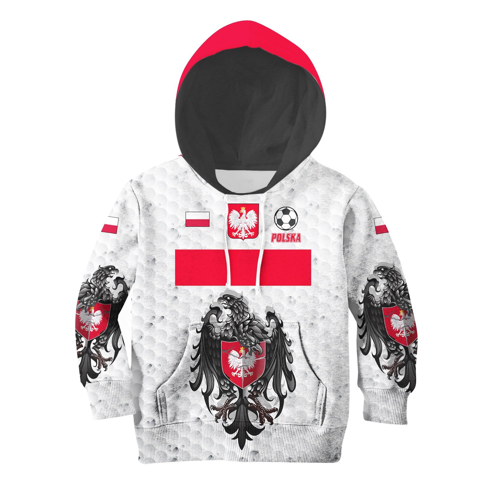 (Custom) Poland (Polska) Euro Soccer Hoodie Kid Flag and Eagle A27