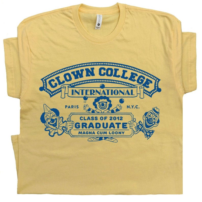 Circus Shirts Clown College T Shirt Vintage Clown Shirt Retro Weird Graphic Tee Pennywise It Juggling Balls Mask Cute For Men Women Kids