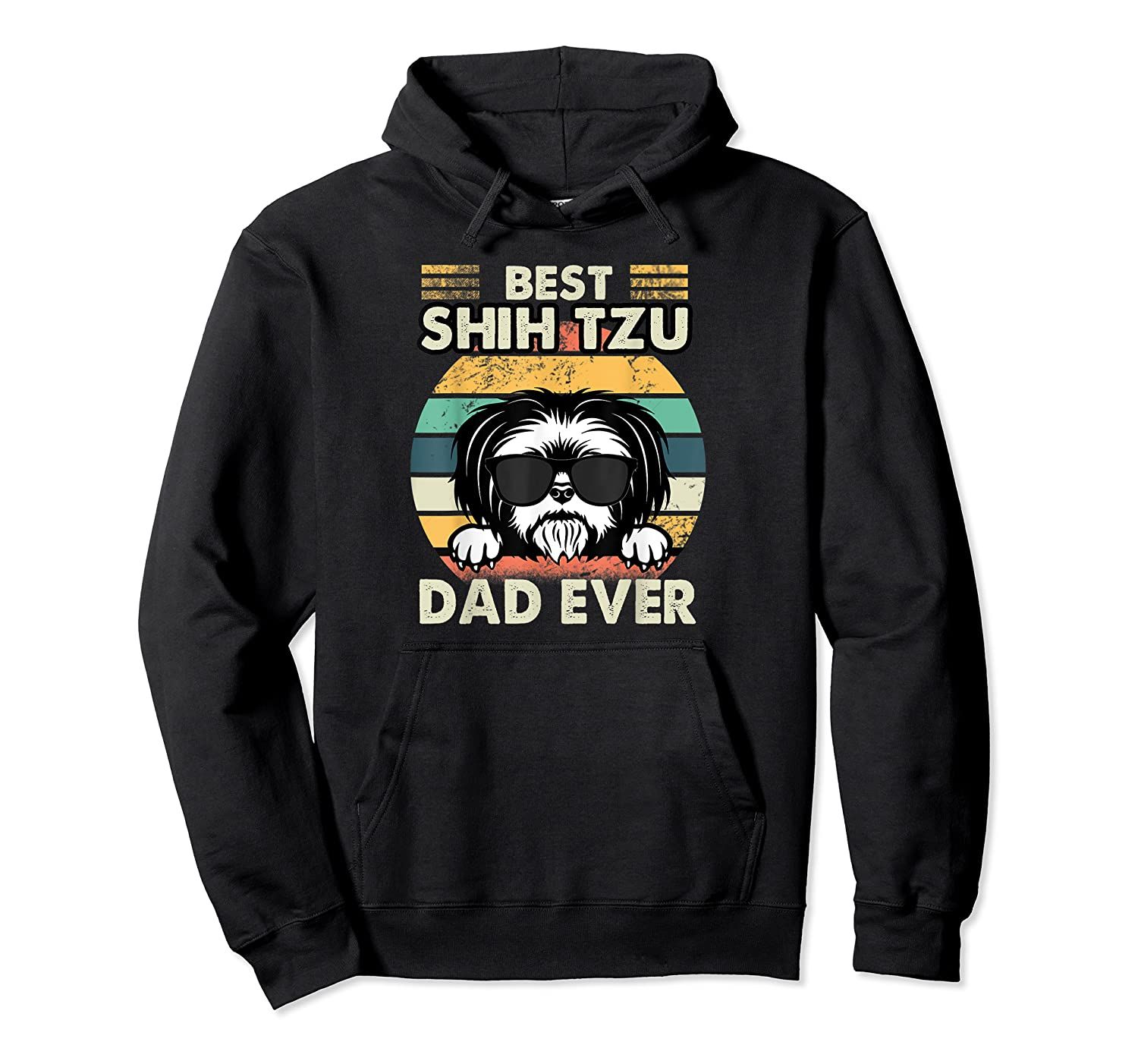 Best Shih Tzu Dad Ever Vintage Retro Pullover Hoodie, T-Shirt, Sweatshirt