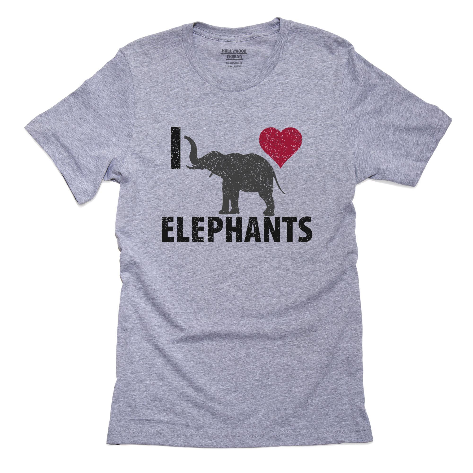 I Love Elephants – Red Heart Grey Elephant T-Shirt, Framed Print, Pillow, Golf Towel