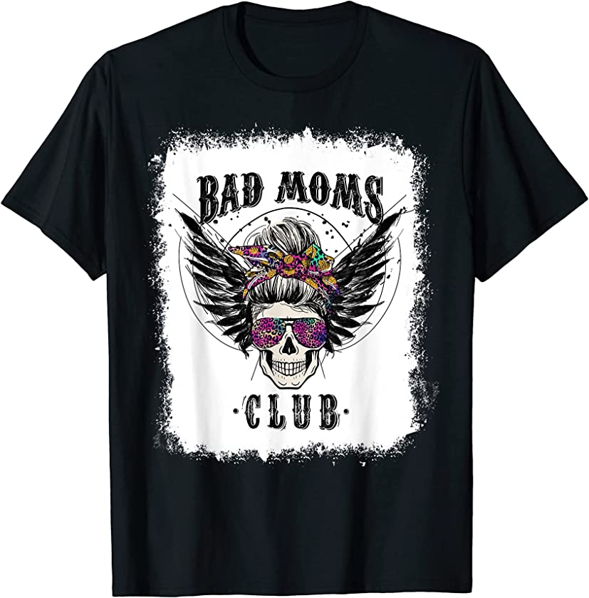 Bleached Leopard Skull Mom Bad Moms Club Mother’s Day T-Shirt