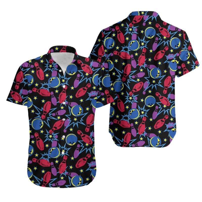 Bowling Strike Ball And Pin Unisex Hawaiian Aloha Shirts - Pinotee Store