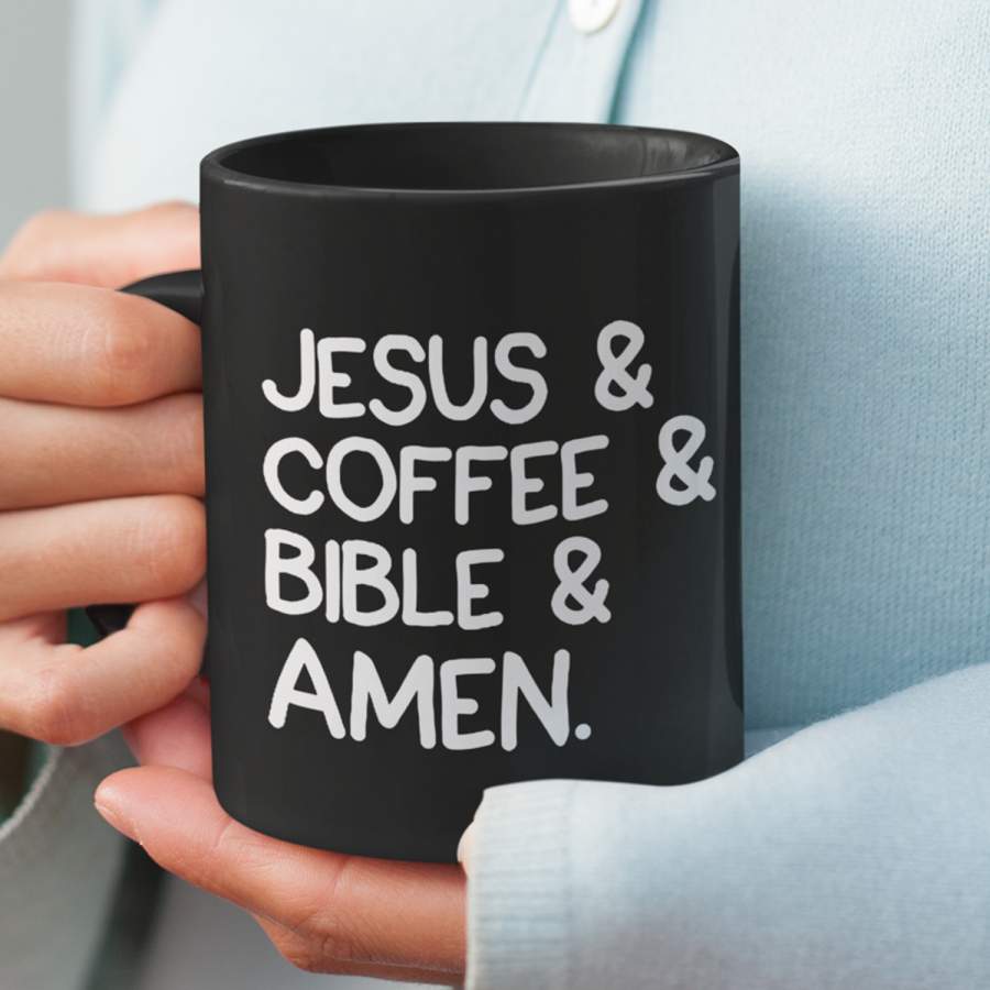 Jesus coffee bible amen coffee mug