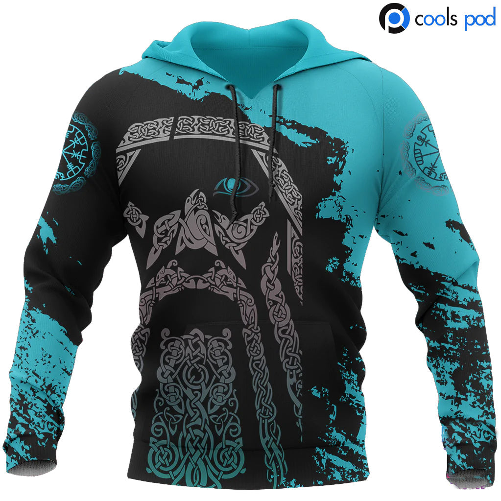 Viking Odin Wotan Special Blue Pullover Viking Hoodie For Men Women, Viking Gifts