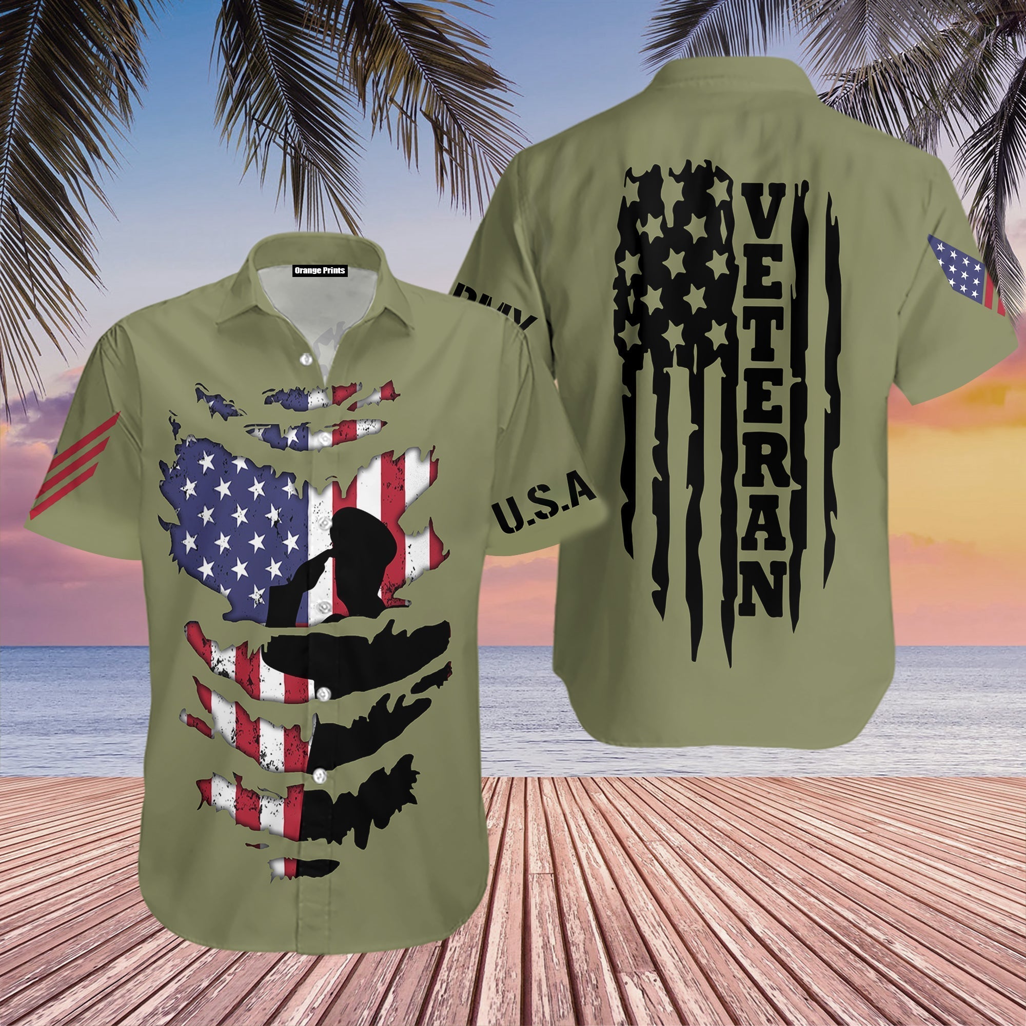 Veteran American Flag Camo Hawaii Shirt Ha109240