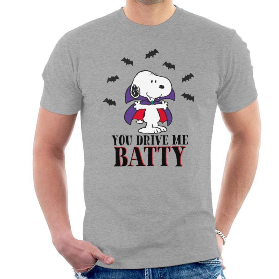 Peanuts You Drive Me Batty Halloween Snoopy Men’s T-shirt