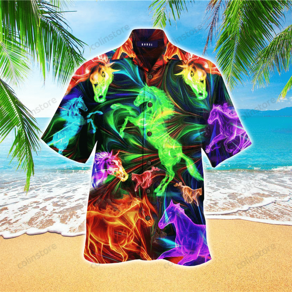 Glowing Horse Multicolor Lover Hawaii Shirt Aloha Ha32839