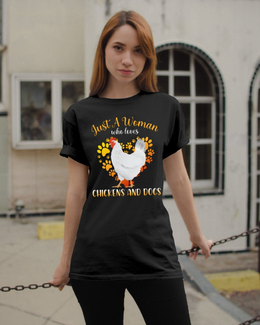 Just A Woman Who Love Chickens And Dogs Gift Standard/Premium T-Shirt