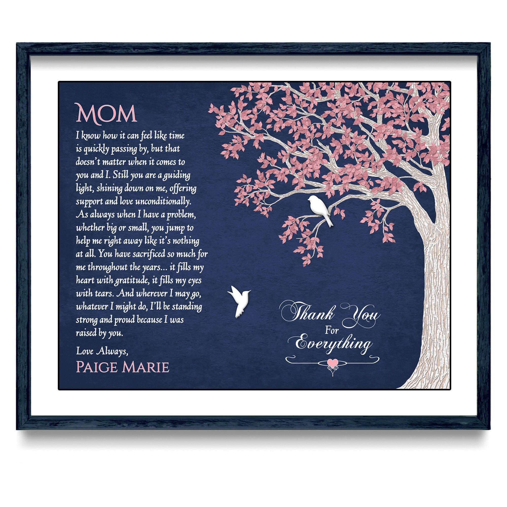 Personalized Gift For Mom Thank You For Everything Mom Horizontal Poster Canvas