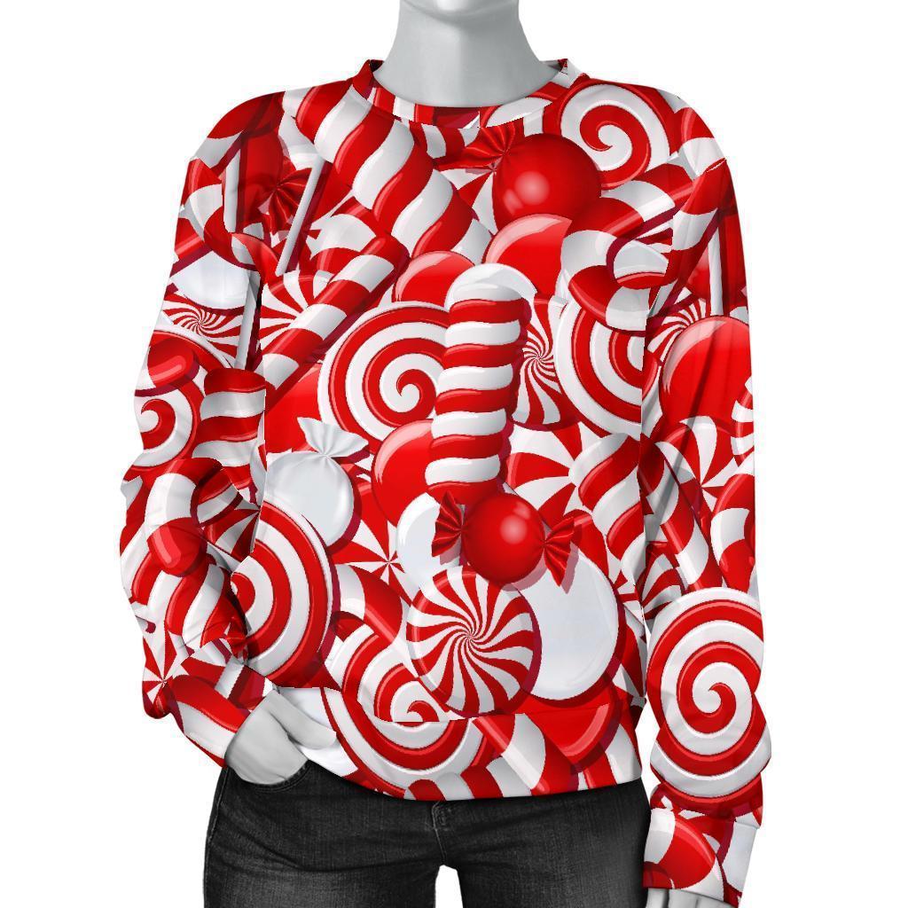 Candy Cane Print Pattern Women’S Sweatshirt