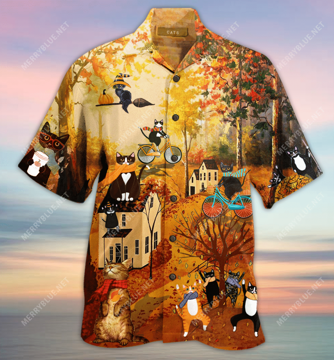 Happy Fall Cats Unisex Hawaii Shirt Ha24277