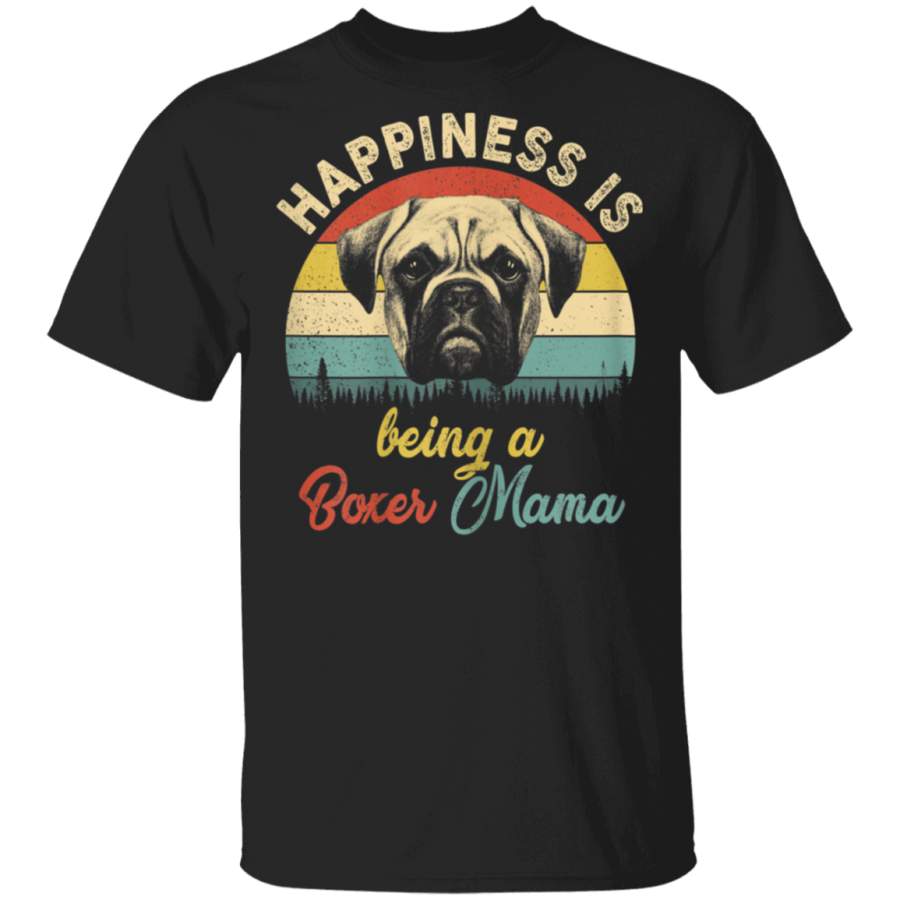 Womens Vintage Happiness Is Being Boxer Dog Mama Tshirt Tshirt