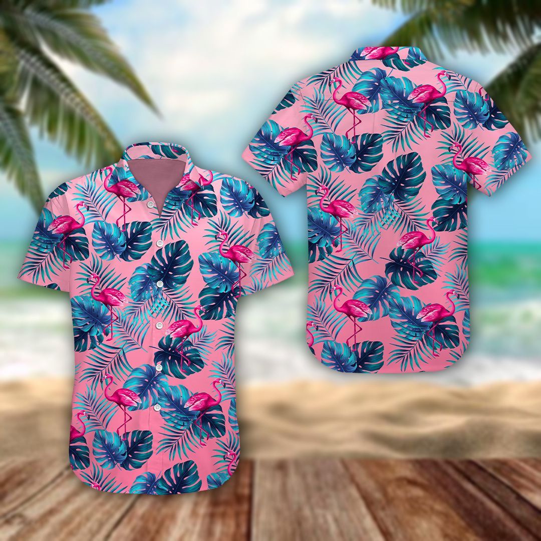 Tropical Pink Flamingo Hawaii Shirt Ha14015