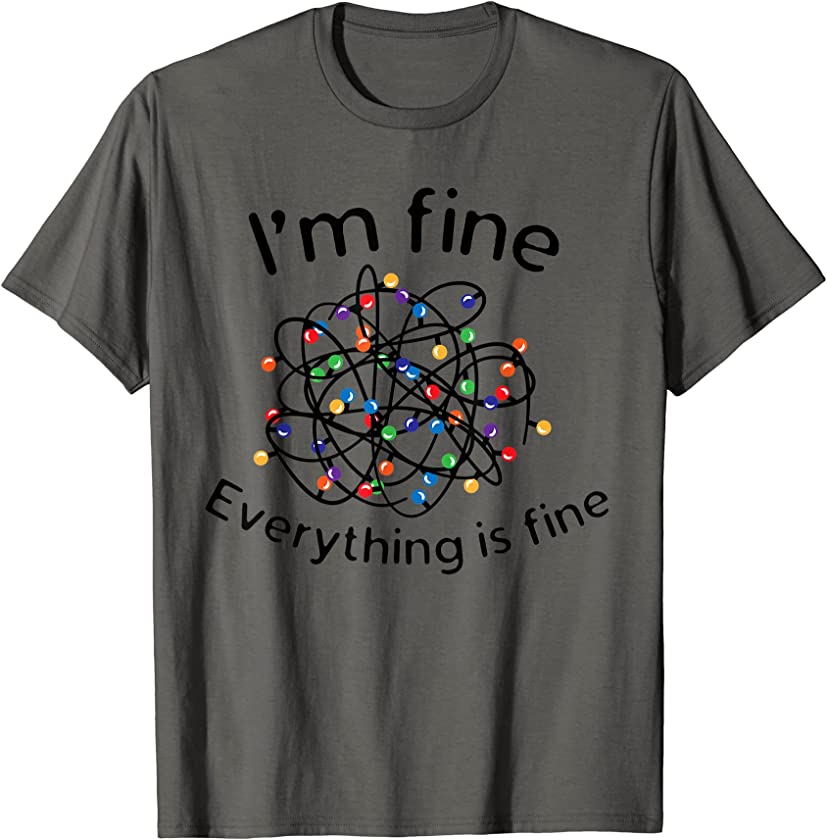 Ugly Christmas Tangled Lights I’m Fine Everything Is Fine T-Shirt