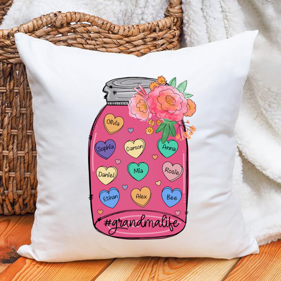 Grandma And Grandkid’S Hearts Flower Indoor Pillow