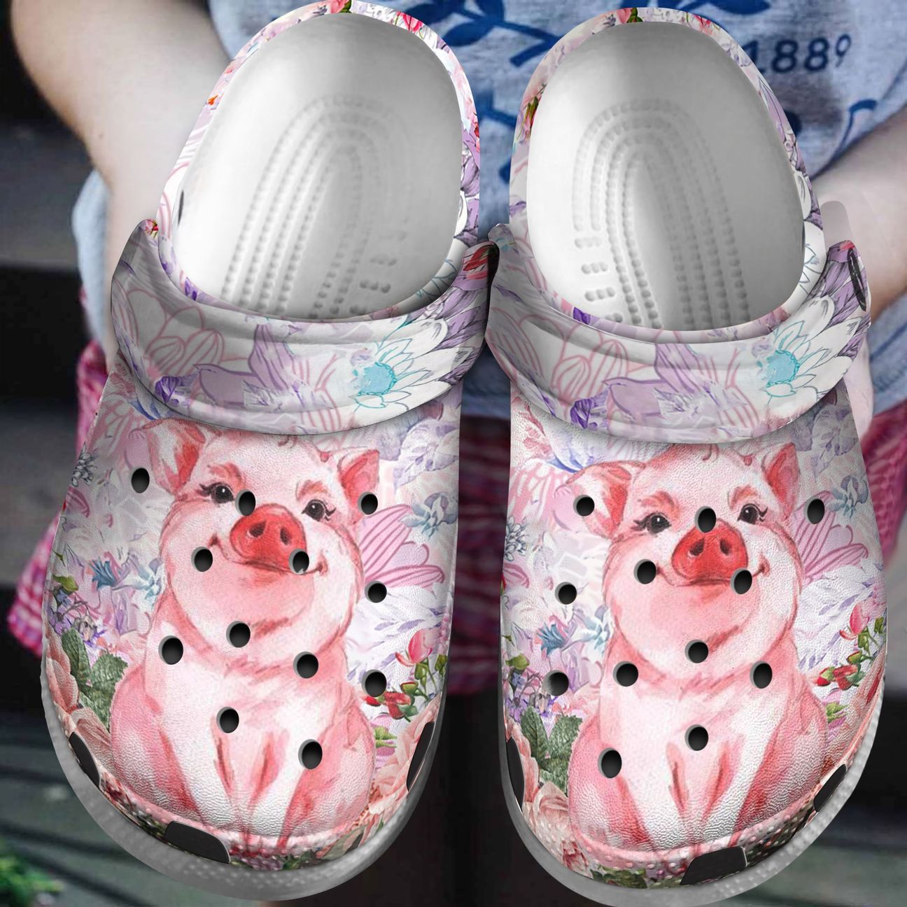 Pig Personalized Clog, Custom Name, Text, Color, Number Fashion Style For Women, Men, Kid, Print 3D Cute Pig Lady