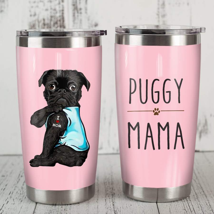 Black Pug Dog Steel Tumbler