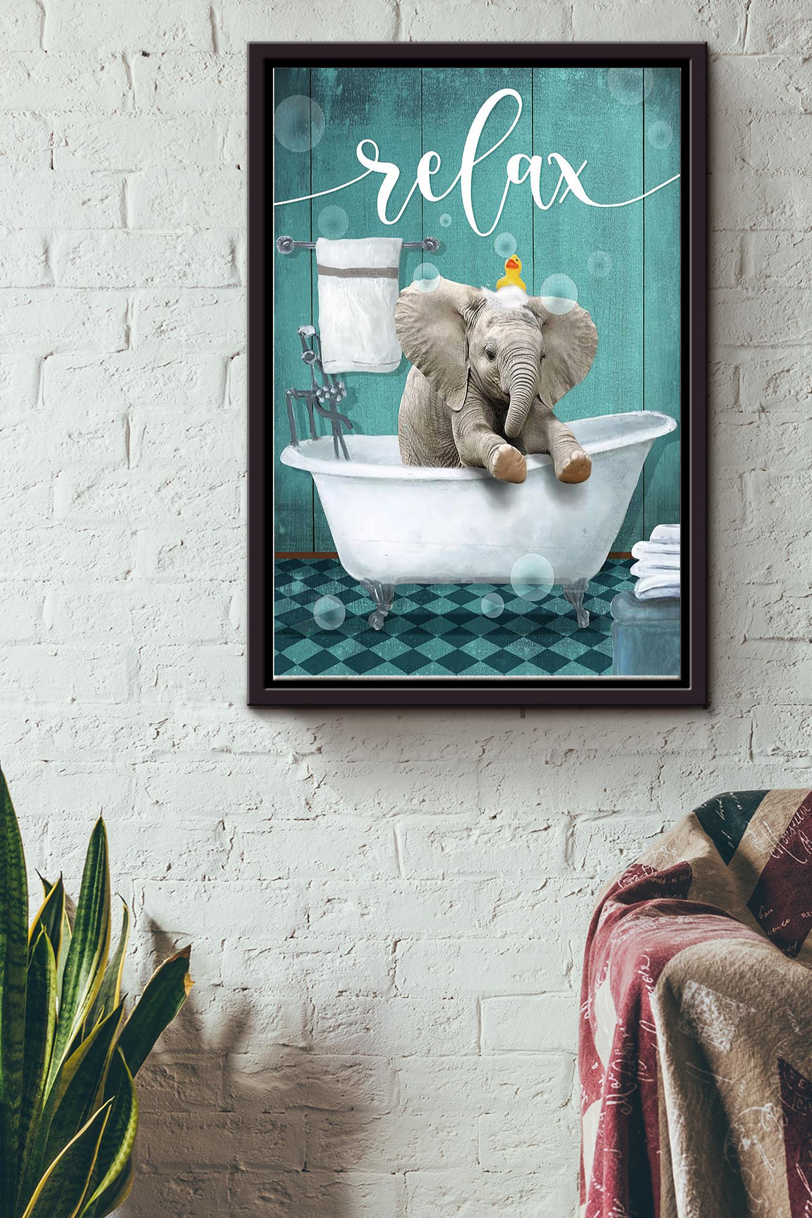 Rexing In A Bathtub Elephant Poster Poster