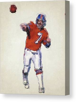 1 John Elway Denver Broncos Art Joe Hamilton Canvas Print