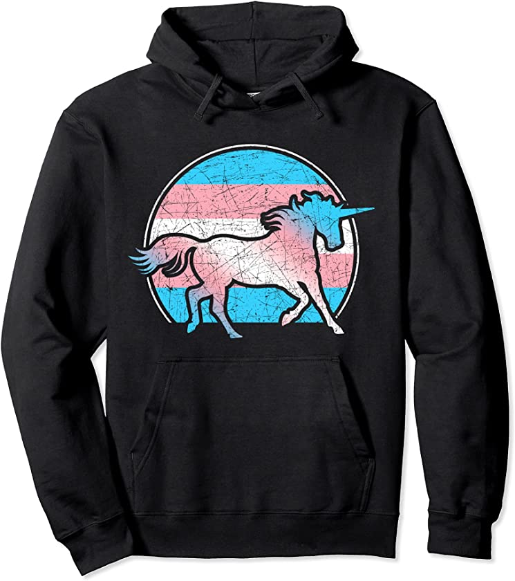 Trans Pride Flag Gift Magical Animal Unicorn Transgender Pullover Hoodie