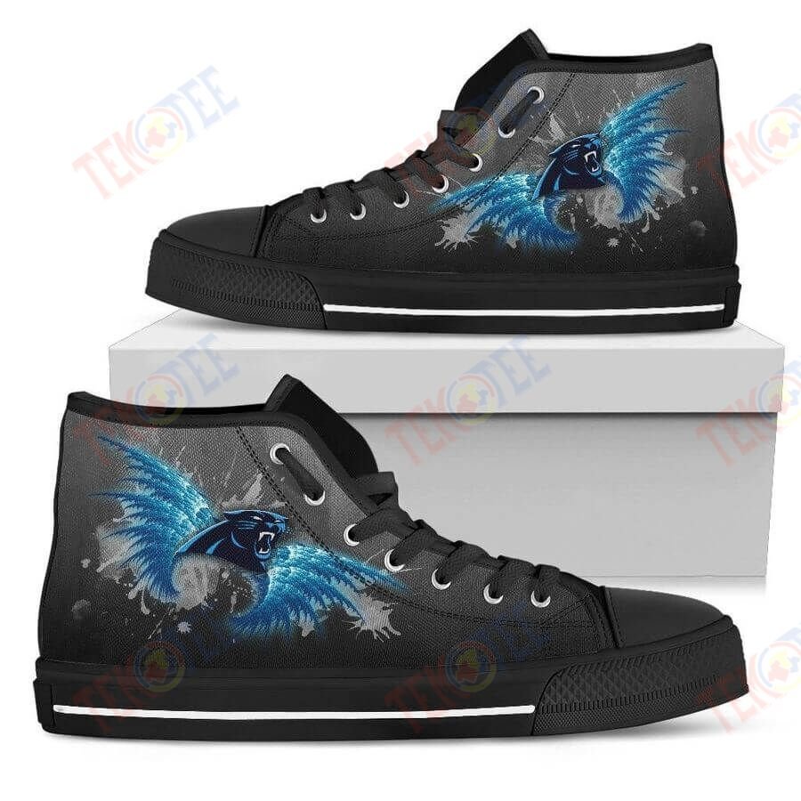 Mens Womens Angel Wings Carolina Panthers High Top Shoes TMT447