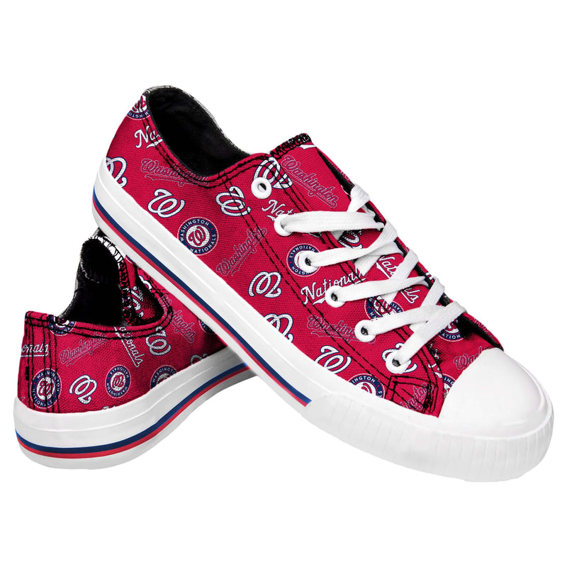 Washington Nationals MLB Womens Low Top Repeat Print Canvas Shoes