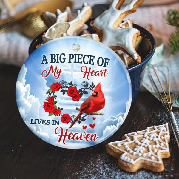 Cardinal A Big Piece Of My Heart Lives In Heaven Ornament, Christmas Decor