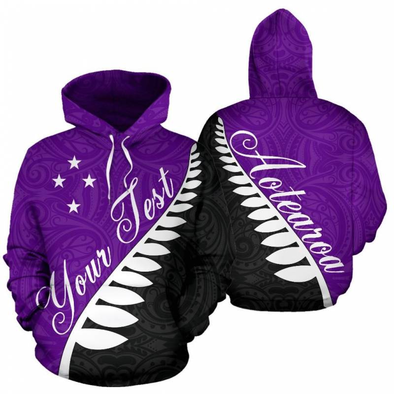 Aotearoa Silver Fern Hoodie Violet – Custom Style Unlimited K4