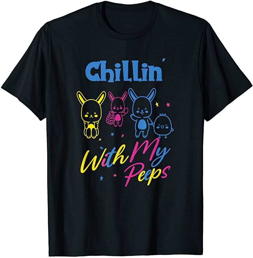 Chillin With My Peeps Funny Easter Bunny Colorful Kids T-Shirt