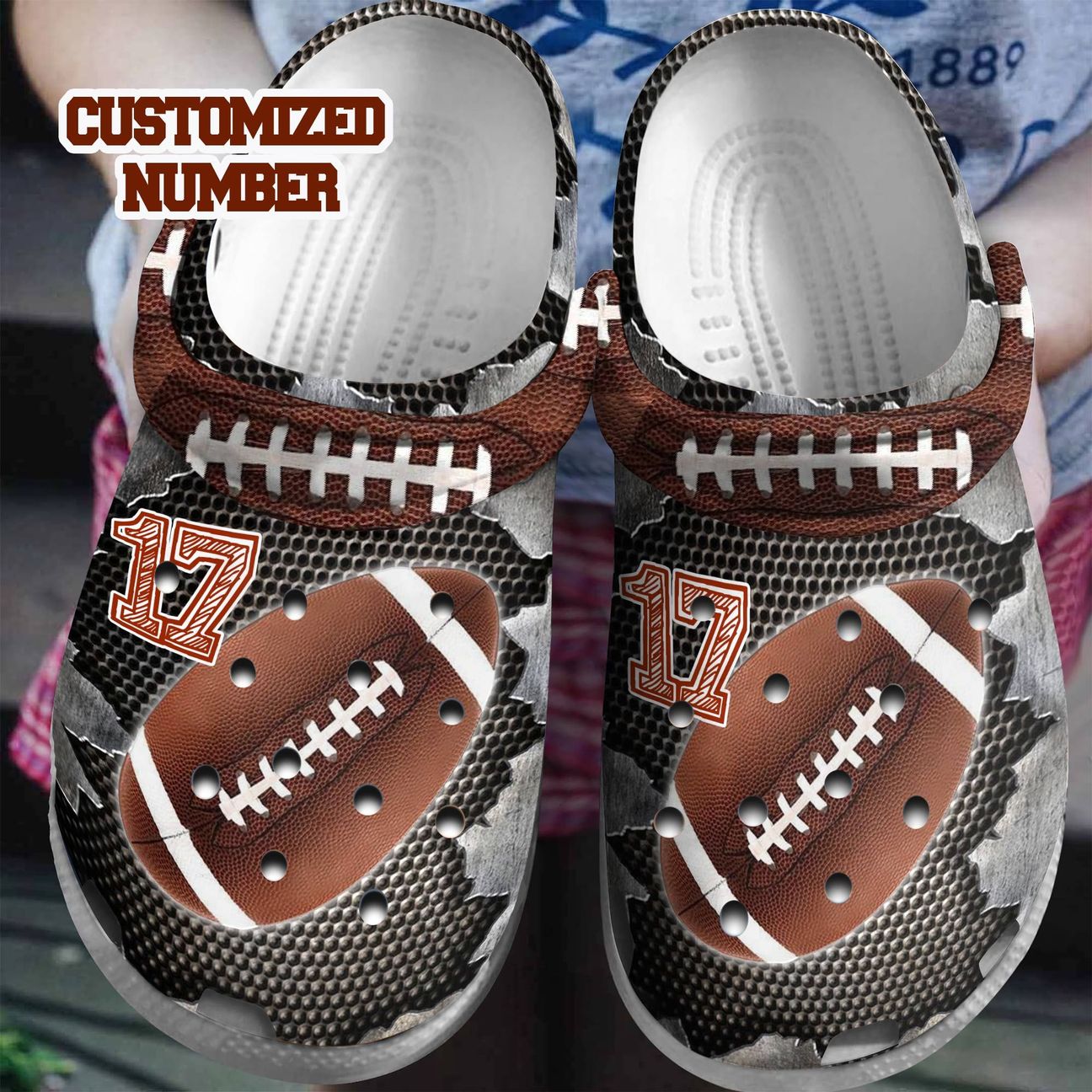 Football Personalized Clog, Custom Name, Text, Color, Number Fashion Style For Women, Men, Kid, Print 3D American Football