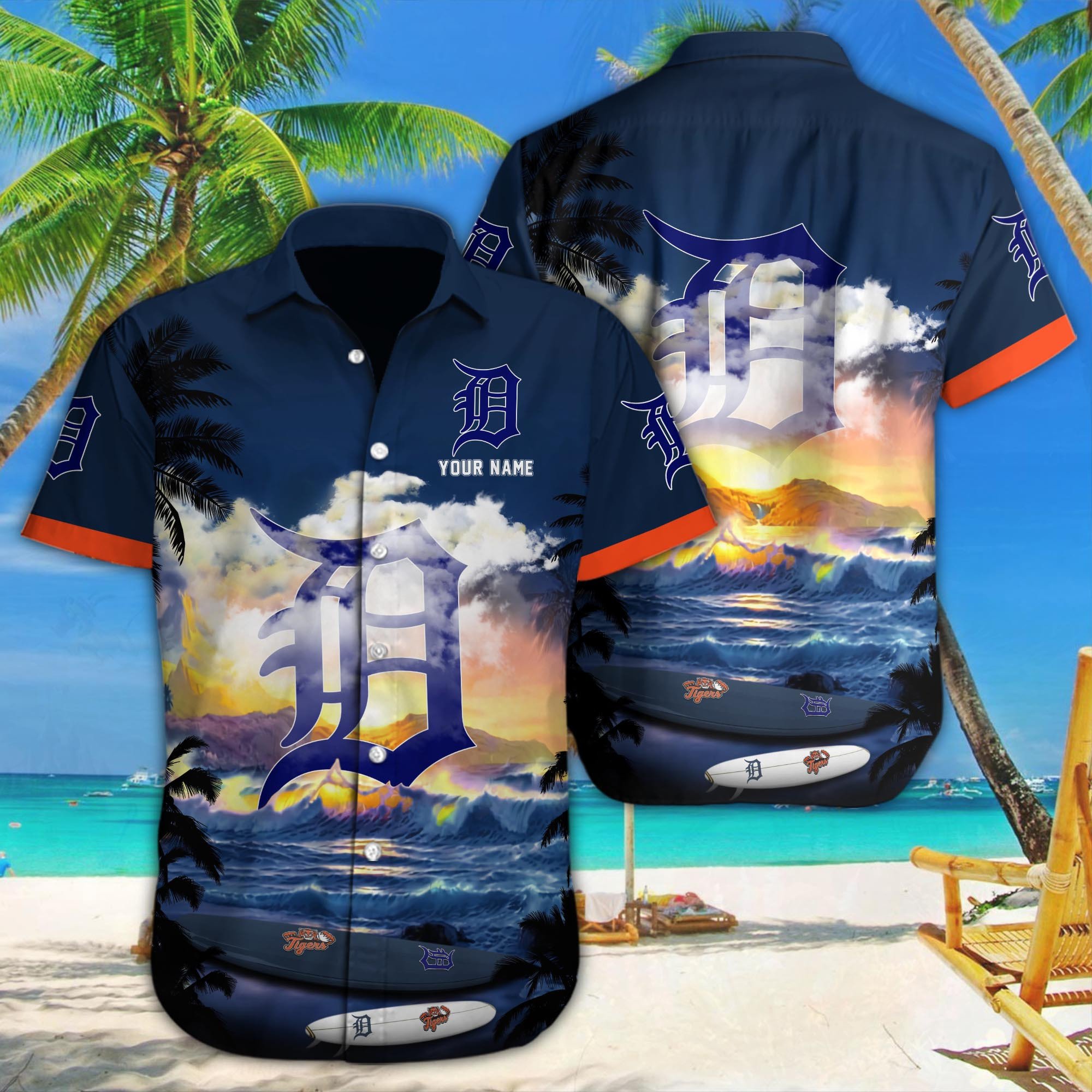 Detroit Tigers Custom Name Hawaiian Shirt M-38981-34350