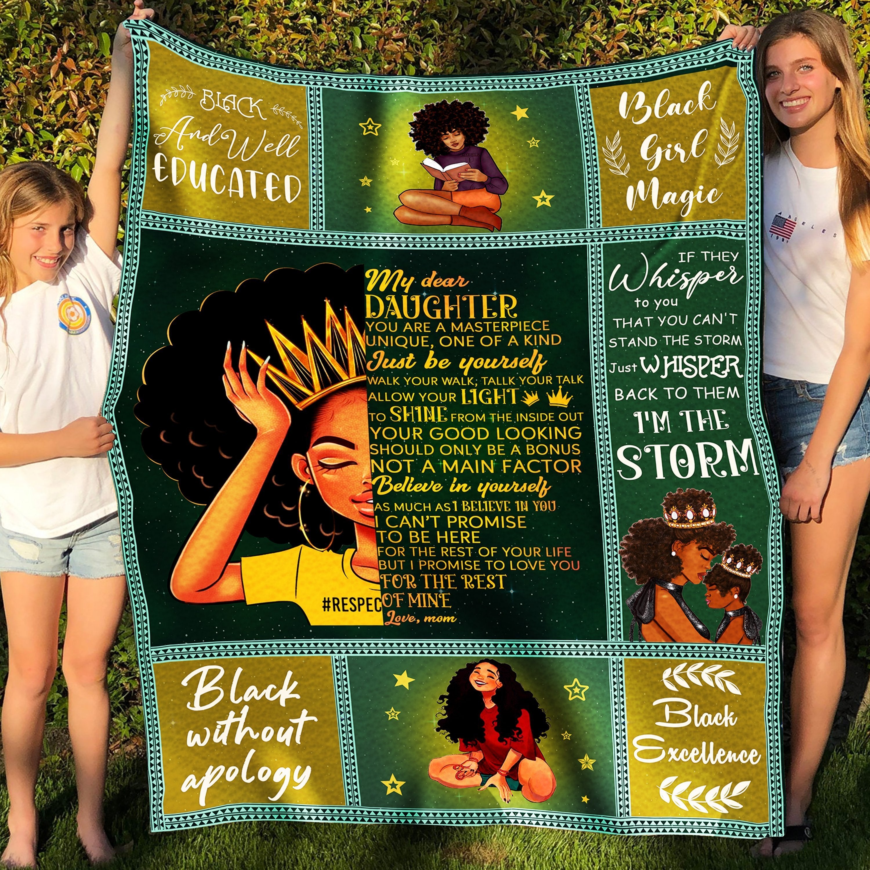 To My Daughter – Black Girl Magic, Shine Your Light – Gifts For Daughter From Mom, Birthday Gifts Cozy Fleece Blanket, Sherpa Blanket