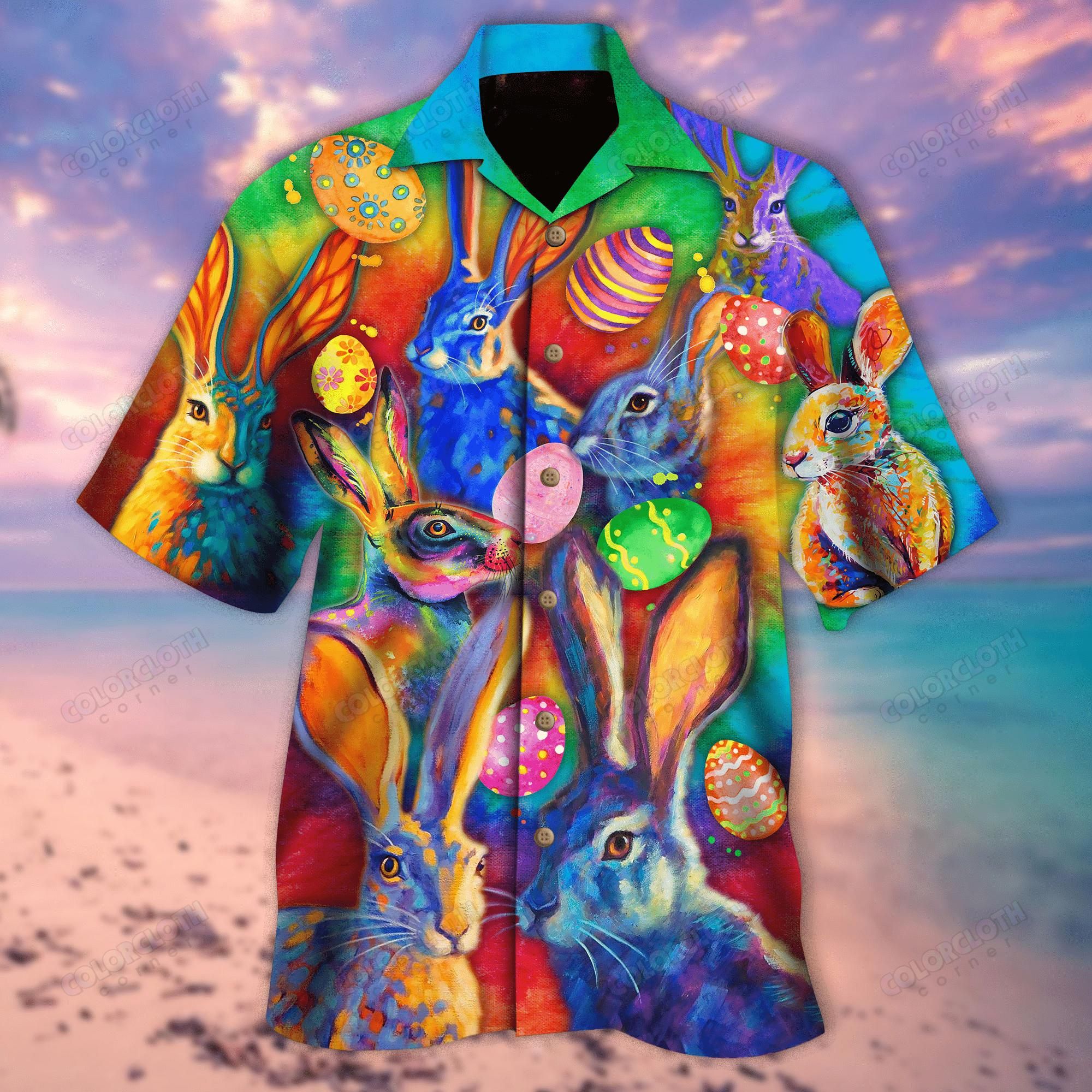 Rabbits Aloha Hawaiian Shirt Colorful Short Sleeve Summer Beach Casual Shirt For Men And Women